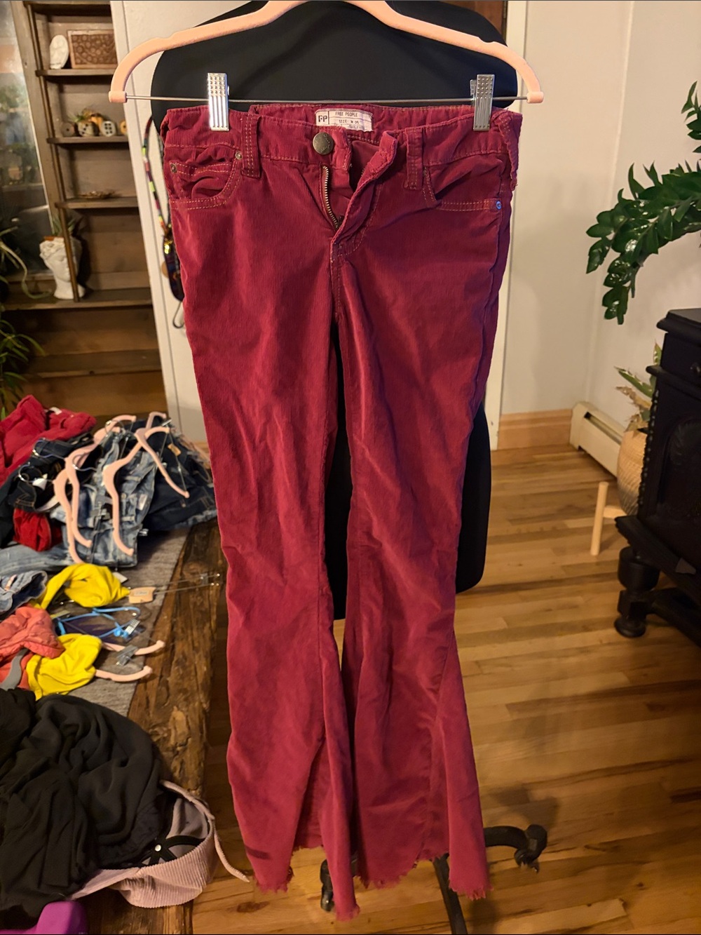 Free People Women's Corduroy Flare Pants in Wine